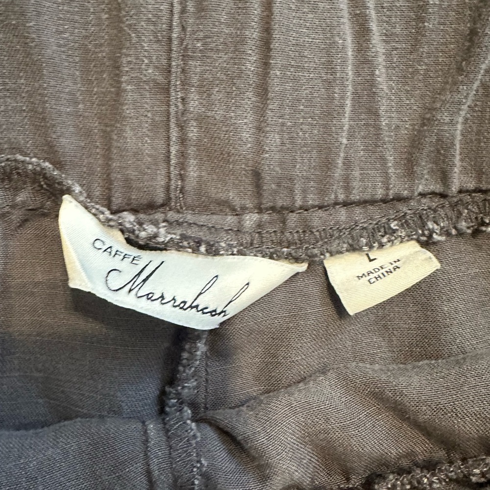 CAFE MARRAKESH charcoal gray elastic drawstring waist pull on style shorts sz L - Picture 5 of 6